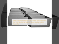 گلدان های چوبی مستطیل باغ فلزی در فضای باز فیبرگلاس گلدان های گلدان مستطیل باغ بسته بندی گلدان بزرگ برای تزئین هتل ویلا گلدان