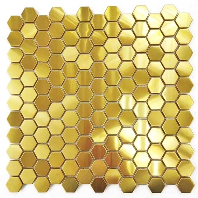 کاشی پشتی شش ضلعی از جنس استنلس استیل طلایی جلا Hairline برای آشپزخانه ISO DIN