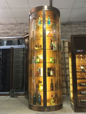 کابینت شراب از جنس استنلس استیل طلای برنز مویی نمایشگر
