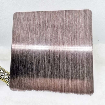 Moire Brushed Hairline Plate Stainless Steel Rose Red Nano Anti-Fingerprint Anti
