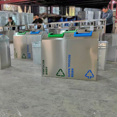 قیمت خوب محصولات سطل زباله فلزی استیل ضد زنگ سفارشی با روکش رنگ نقره ای 316L آنلاین