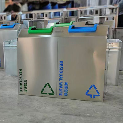 Color Original Silver Stainless Steel Waste Bin Metal Products For Metro Station