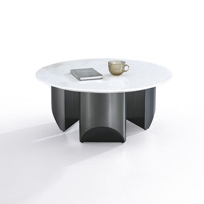 قیمت خوب میز قهوه با رویه سنگی مصنوعی OEM، رنگ مشکی، استیل ضد زنگ آنلاین