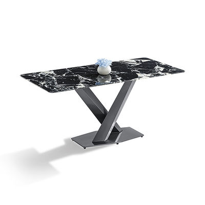 قیمت خوب میز ناهارخوری مدرن از جنس سنگ پخته شده با روکش تیتانیوم سیاه و استیل ضد زنگ آنلاین