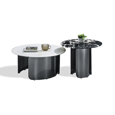 قیمت خوب میز قهوه از جنس استیل ضد زنگ با رویه سنگ مصنوعی، رنگ طلایی شامپاینی آنلاین