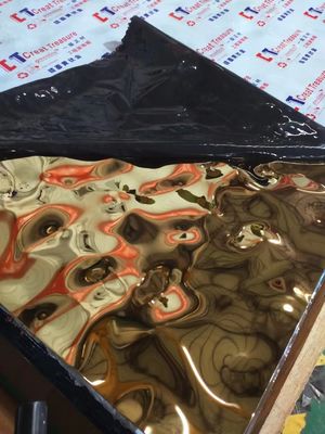 قیمت خوب ورق استیل ضد زنگ 4X8 فوت آینه 8K Ti-Gold Water Ripple برای تزئین سقف آنلاین