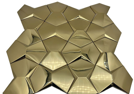 قیمت خوب 3D سه بعدی فلز فولاد ضد زنگ موزاییک کاشی KTV کلوب بار ورودی تلویزیون پس زمینه دیوار کج آنلاین