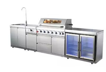 قیمت خوب ضد خراش کابینت های نمایش فلزی روی میز آشپزخانه در فضای باز برای حیاط ویلا آنلاین