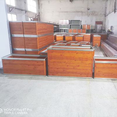 قیمت خوب چوب دانه رنگ باغ مبلمان خیابانی بزرگ مستطیل فلزی کاشت کننده خارج از آلومینیوم گیاه جعبه گلدان فولاد ضد زنگ آنلاین