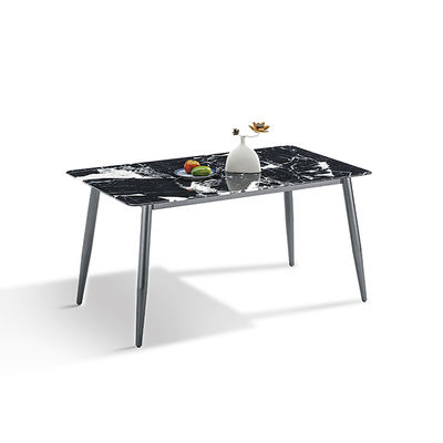 قیمت خوب میز ناهارخوری با رویه سنگ مدرن سینتر شده، رنگ خاکستری، پایه فولاد کربنی آنلاین