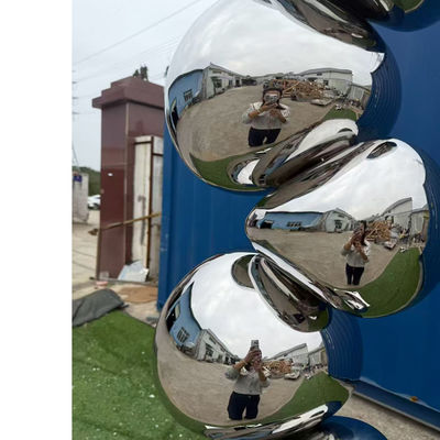 Round Stone Shape White Mirror Polished Art Design Metal  Stainless Steel Sculpture