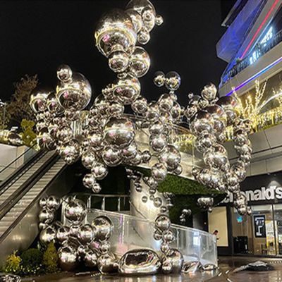 Outdoor &Indoor 201 304  Colorful Mirror Polished  Hollow Stainless Steel Sculpture Circular Decorative Ball