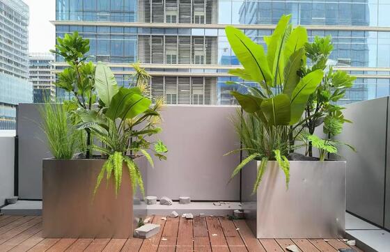 قیمت خوب گلدان مستطیلی استیل ضد زنگ درجه هتل با گزینه نورپردازی LED آنلاین