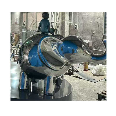 قیمت خوب Luxury Hotel Lobby Custom Blue Silver 201 304 316L  Stainless Steel Elephant Statue for Commercial Plaza Decoration آنلاین